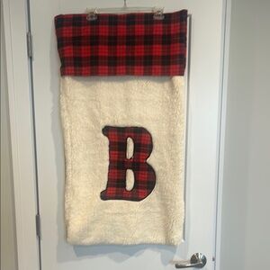 Like New! Red Plaid and Cream Sherpa Christmas Stocking